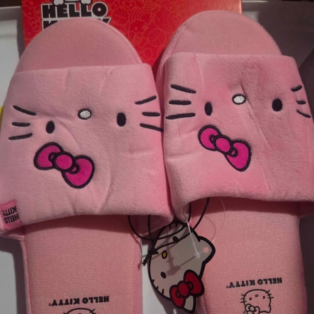 Hello Kitty Pink Plush Slippers